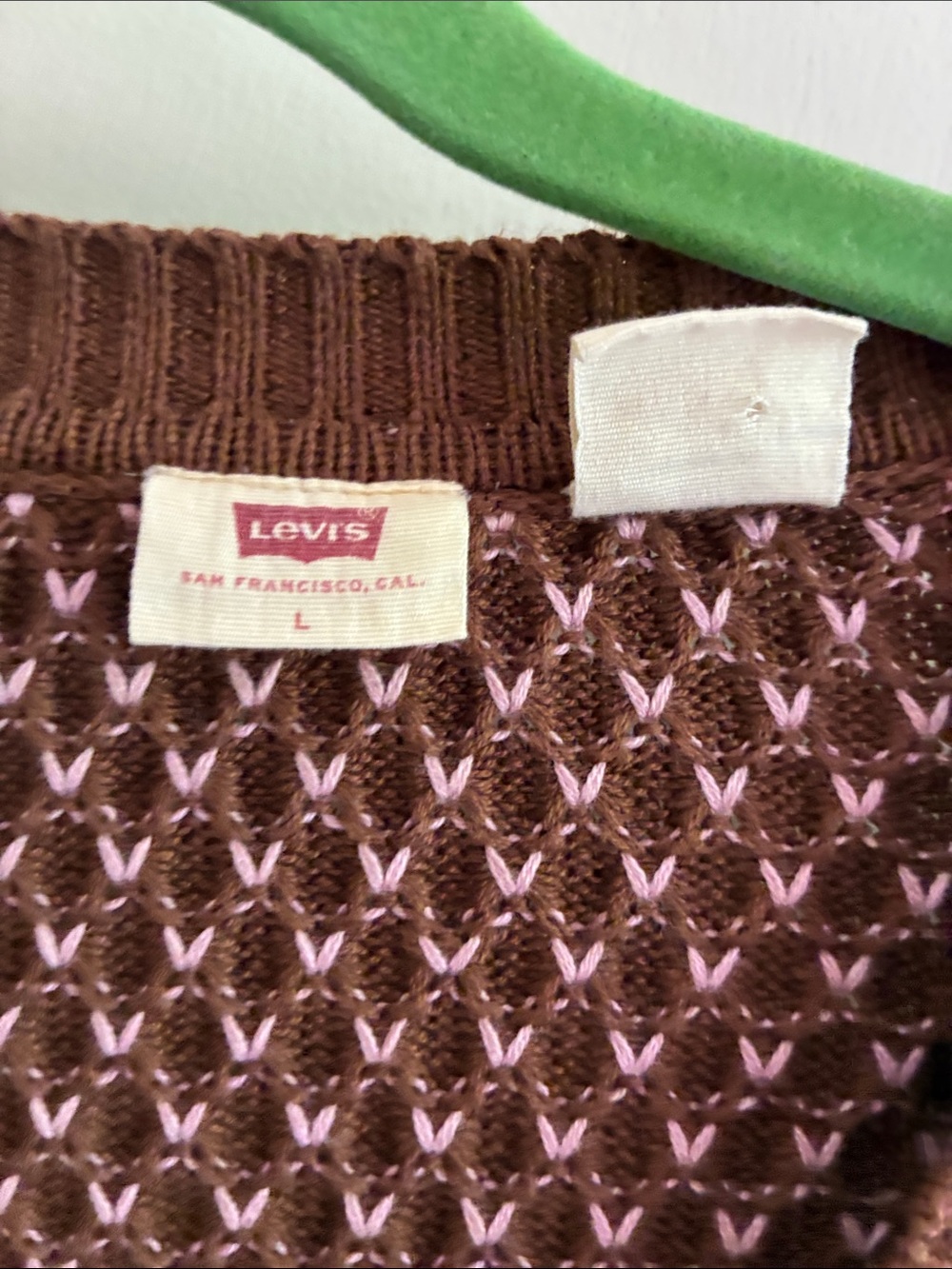 Levi's Brown and Cream V-Neck Knit Cardigan - Picture 2 of 5